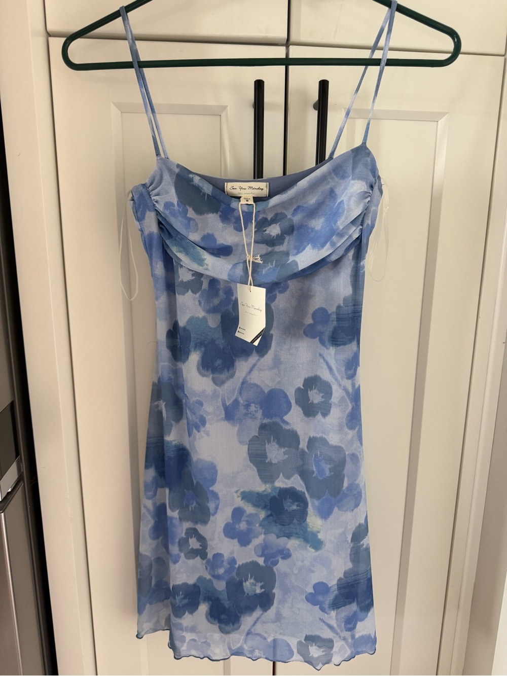 See you Monday Blue Floral Slip Dress
